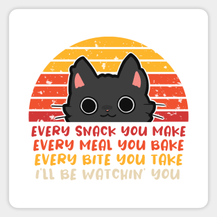 Retro Cat - Watching You Snack Magnet